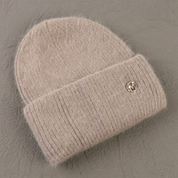 Zima prawdziwe futro z królika czapki z dzianiny dla kobiet moda jednokolorowy ciepły kaszmir wełna Skullies czapki damskie trzystopniowe grube czapki 6
